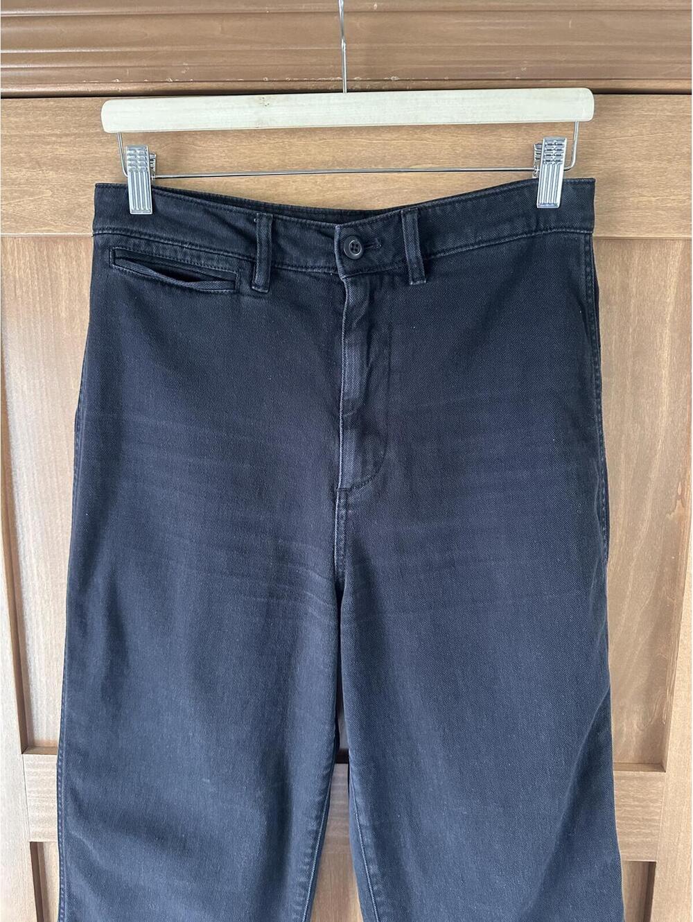QUINCE Organic Stretch Cotton Twill Wide-Leg Crop Pants Black Women’s size 29 - Picture 2 of 14